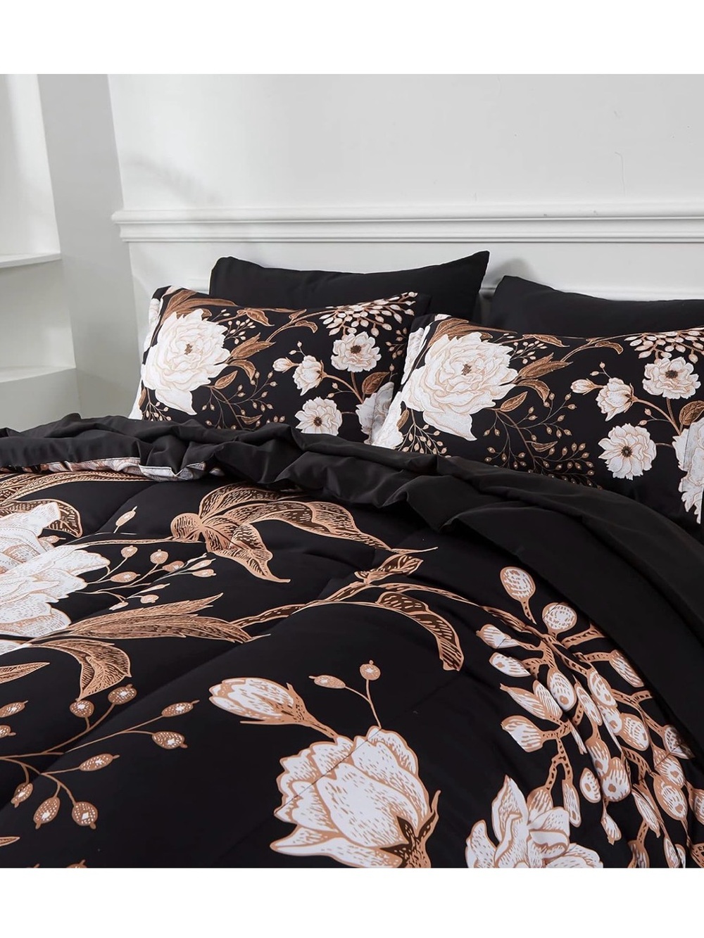 Botanical Floral Comforter Set - Black and White - Picture 2 of 4